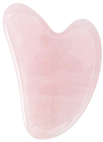 Pierre de Gua Sha en Quartz Rose Naturel - Outil de Massage Facial pour et Anti-Âge - Pierre de Soin du Visage Lisse pour Éclat du Teint et Relaxation - Format Voyage Rose
