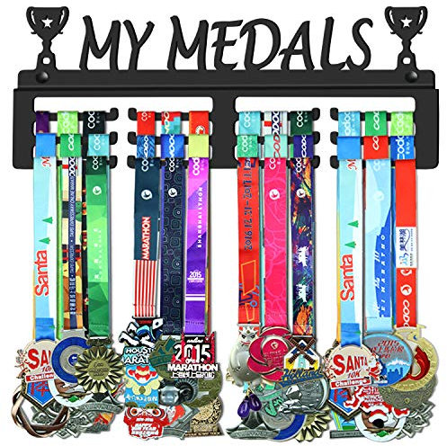 WEBIN My Medals Medaillen Aufhänger Halter Display Rack,Schwarz Super Hart Stahl Metall,Wandmontage Über 50 Medaillen