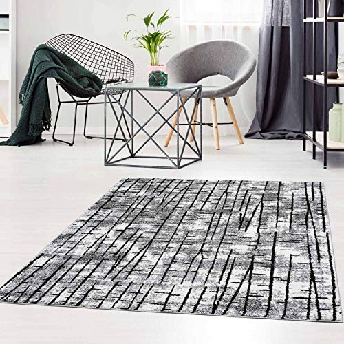 Teppich Kurzflor Grau - 140x200 cm - Teppiche Modern Meliert Wohnzimmer