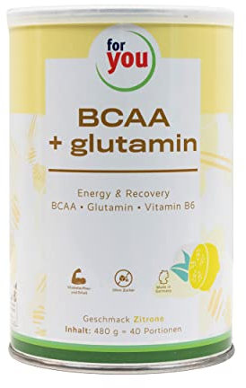 BCAA + Glutamin Energy & Recovery - 40 Portionen hochreine konzentrierte Mischung L-Leucin L-Isoleucin L-Valin L-Glutamin Vitamin B 6 - Sportnahrung BCAA Aminosäuren Pulver - Workout-Booster (Zitrone)