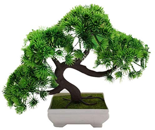 Fake Plants Artificial Bonsai Tree Potted Faux Living Room Table Indoor Decor Japanese Simulation Pine Greeting Guests Potted for Home Office