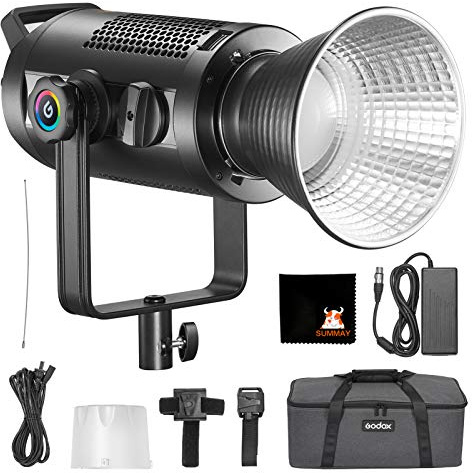 GODOX SZ150R RGB LED-Leuchte 0% -100% Einstellbare Helligkeit 2800K-6500K Silent Mode 37 Fx-Effekt Bowens Mount Bi-Color Zoombares Dauerlicht für Hochzeit, Rundfunk, Kinder, Porträtfotografie