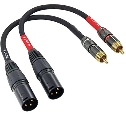WJSTN XLR Male to RCA Male to RCA Male Audio Adapter Cable 6 inch RCA Male to XLR Male 2 Pack