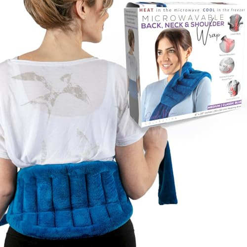 Microwavable Heating Pad for Back Pain Relief – Moist Heat Pack for Neck & Shoulders – Microwave Wheat Bag with Long Ties – Reusable Hot Cold Therapy Wrap for Cramps, Stress & Muscle Relaxation M 71”