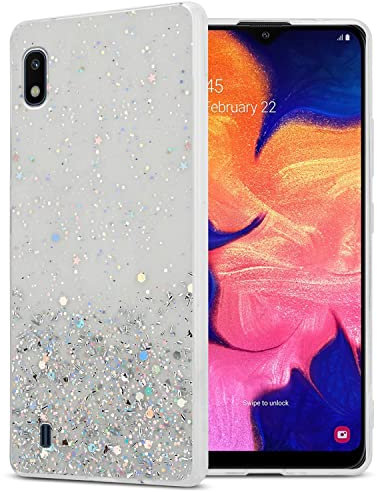 Cadorabo Hülle kompatibel mit Samsung Galaxy A10 / M10 Rundumschutz TPU Silikon Case Mädchen Glitzer Strass Design Slim Kratzfest Weiche Bling Schutzhülle für Samsung Galaxy A10 / M10 in Transparent