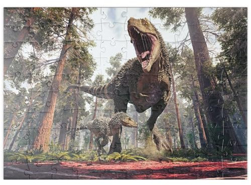 MyPuzzle Tyrannosaurus Rex und Sein Jungtier - Premium 100 Teile Puzzle - MyPuzzle Sonderkollektion von Puzzle Galaxy