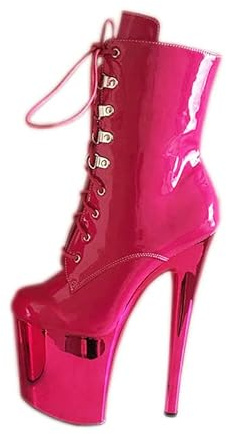denova's Stivaletti da donna con tacco alto e lacci di grandi dimensioni, plateau, per pole dance, con cerniera
