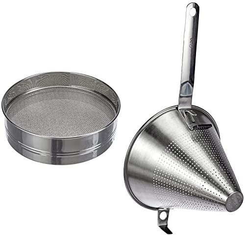 DE BUYER -4605.21 -Tamis INOX 4 Mailles interchangeables 21 & 3350.20N -Passe-Sauce Chinois ø 20 cm INOX