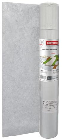 Jardibric - Rouleau Géotextile en Maille Anti-Mauvaises Herbes en Polyester 100 GR/m² - Préserve le Terrain Naturel (2 x 25 m)