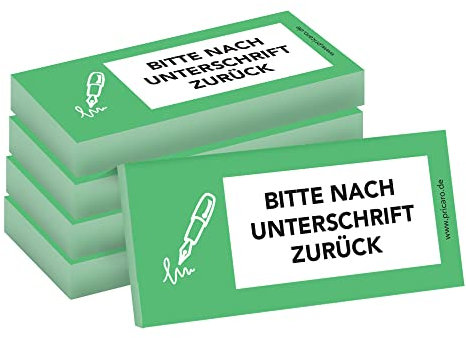 PRICARO Haftnotizen Nach Unterschrift zurück, grün, 100 Blatt, 5 Stück