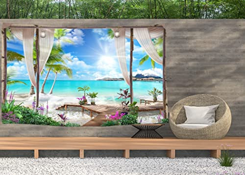 Ulticool – Ansicht Strand Meer Natur Wandteppich Poster - 200x150 cm - Gartenposter - Wandteppich groß – Dekoration Zubehörteil für Garten und Wohnzimmer