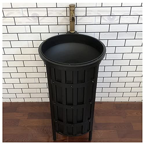Mueble de tocador de Estilo Industrial con Lavabo, Armario de Lavabo Moderno con Grifo y desagüe Gabinete de Almacenamiento de baño Independiente Debajo del Fregadero, Negro, con Espejo (Negro sin e