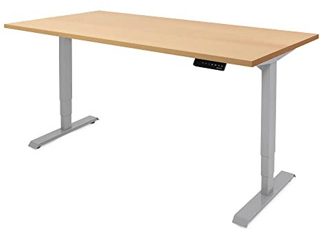 Ergotopia Desktopia Lite Elektrisch höhenverstellbarer Schreibtisch für Büro oder Home Office - 5 Jahre Garantie - ergonomischer Schreibtisch höhenverstellbar mit Buche Tischplatte (160 x 80 cm)