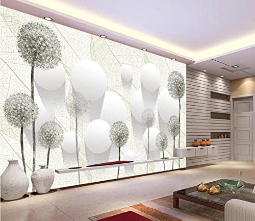 Papier Peint panoramique Papier peint stéréo 3D de boule de fleur de pissenlit de fleurs noires et blanches, 150 * 105cm Tableaux Muraux Photo Décoration Murale Salon Chambre