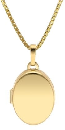 trendor Medaillon Gold 585/14K mit vergoldeter Silberkette zauberhafter Echtschmuck für Damen, Goldschmuck für Frauen, tolle Geschenkidee, 15529-42 42 cm