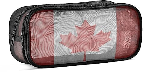 KAAVIYO Kanadische Flagge Banner Art Federmäppchen Federtaschen Netz durchsichtig Mäppchen Tasche für Jungen Mädchen Schüler