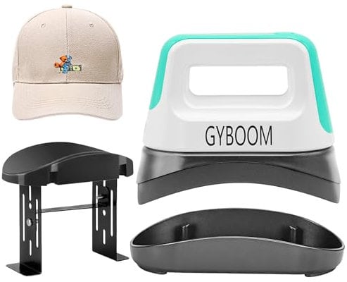 Hat Press Mini Heat Press,6.3x3.3 Press Heat Machine with Curved Ceramic-Coated Heat Plate,3 Kinds of Heating Settings Temperature Control and Safety Base,Auto-Off Function(Green-2)