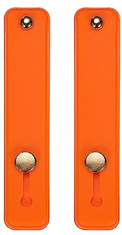 sourcing map 2Pcs Phone Loop Finger Halter Silikon Telefon Strap Grip Halter Handy Grip Stand für die meisten Smartphones Orange