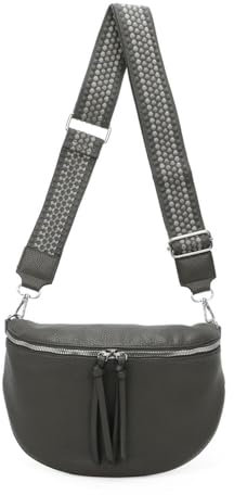 OBC Damen Tasche Crossbody Gürteltasche Brusttasche Umhängetasche Hüfttasche Crossover Bauchtasche Bodybag Schultertasche Handytasche Kunstleder Grau