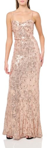 Speechless Women's Sleeveless Maxi Sequined Party Slip Dress, Rose Gold, 9