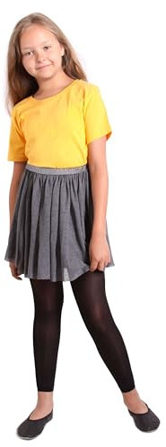 looksy Filles 7/8 Longueur Collants sans Pieds pour Jupe Robe Tunique Leggings Minces pour Petite Dame À La Mode Enfants Ballet Gymnastique École Pantalon Alice, Nero 146/152 cm (11/12 Ans)