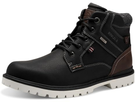 s.Oliver Herren Stiefel zum Schnüren mit Reißverschluss Wasserabweisend, Schwarz (Black), 42 EU