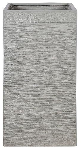 Grande Jardinière Haute Terre Cuite Décor Intérieur Extérieur 40x40x77 cm Gris Clair Dion