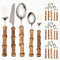 Royal Shang Youpin Destacados Mango De Bambú Genuino Cocina Cubiertos De Acero Inoxidable Vajilla Cubiertos Cubiertos Cuchillos Tenedores Cucharas Juego Cuchillo (Plata,20 piezas)