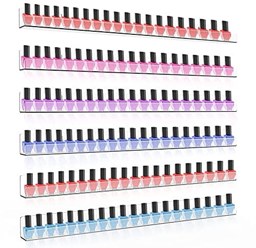Sezanrpt Transparenter Nagellack-Organizer zur Wandmontage, 61 cm, Acrylregal für 150 Flaschen, 6 Stück