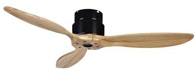 Ventilador de Techo Mistral sin Luz – Motor DC 35 W, Ø 132 cm, Negro con Aspas en Arce Natural – Silencioso y de Bajo Consumo