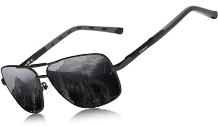 KINGSEVEN 2023 Marke Männer Aluminium Sonnenbrille HD Polarized UV400 Spiegel Männer Sonnenbrille Frauen für Männer Oculos de sol N724 (Schwarz Grau)