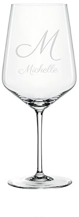 EKM Living Spiegelau & Nachtmann Style Wein Glas personalisiert 630ml mit Gravur Name – individuell mit Name & Anfangsbuchstabe – Geburtstagsgeschenk - Geschenk für Sie & Ihn (Name)