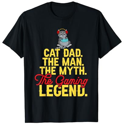 Cat Dad Gaming Legend Video Gamer Cat Gaming T-Shirt