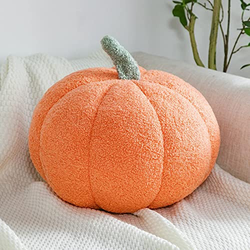 Kürbis Kissen, 3D Plüsch Kürbis Dekokissen, Herbstdeko Kürbis Zierkissen Sofakissen Kürbisform, Halloween Deko Aesthetic Kürbis Sofa Dekoration, Herbst Kissen für Kind Schlafzimmer (Orange, 35 cm)