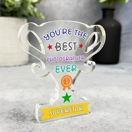 Acrylic Ornament Gift For The Best Photographer Ever Award Trophy Acrylic Plaque Ornament | Gift Birthday Present Keepsake Gift Custom Home Decor Gift, Small Trinket, Unique Present