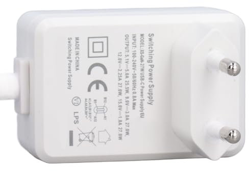 5,1 V 5A 9V 3A 12V 2.25A 15V 1.8A 27W Múltiples Salidas PD USB C Interfaz Tecnología GAN Adaptador de Corriente Pi 5 Fuente de Alimentación (Enchufe de la UE)