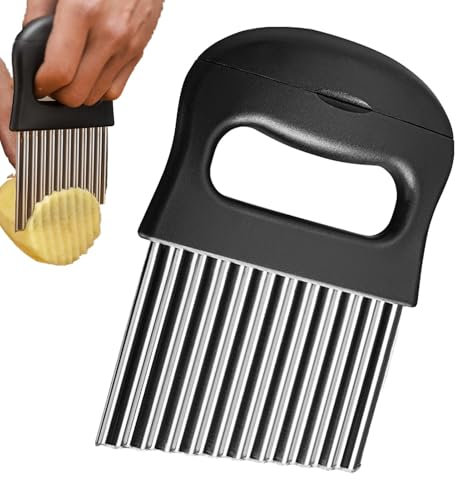 Knisterschneider für Kartoffeln, Küchen-Edelstahl-Knisterschneider, gewellter Kartoffelschneider für die Küche, Knisterschäl-Schneidwerkzeug, Hackschneider für Gemüse, Kartoffelfrüchte