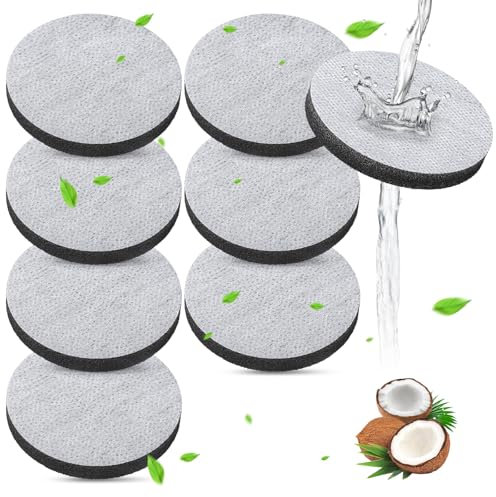 Kigniote Lot de 8 Disque Filtrant à Eau Recharge pour Bouteilles Compatible avec Brita Fill & Go - Réduit les PFAS, Chlore, Microparticules, d'Autres Substances Altérant le Goût Dans l'Eau Potable