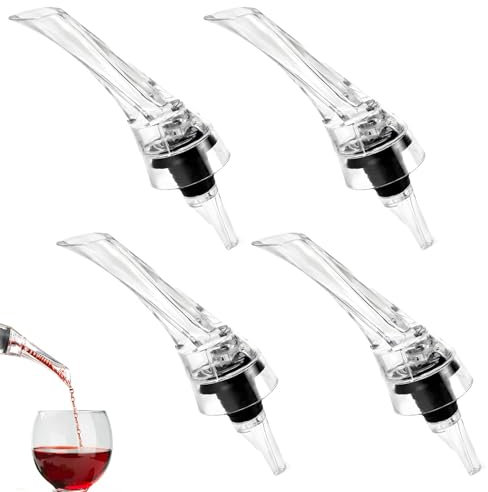 DEFIYEAR 4PCS Premium Wine Aerator Air Pourer, Non-Drip Liquor Red and White Aerating Pourer, Premium Wine Breather for Aeration Accessories Gift Set, Home Barware