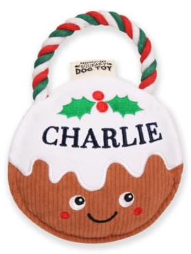 History & Heraldry Personalised Christmas Pudding Dog Toy (Charlie)