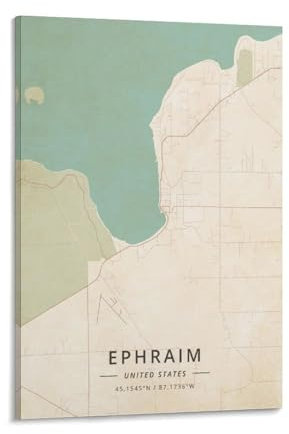 LZTEN Ephraim United States Map Poster Vintage Print Poster für Zimmer Ästhetik Leinwand Wandkunst Poster und Druckrahmen 60 x 90 cm