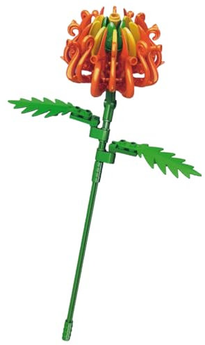 Chrysanthemum Flower Building Blocks Set – Make Your Own Bouquet Faux Plant Bricks Toy Kits – for Kids 6+ and Adults