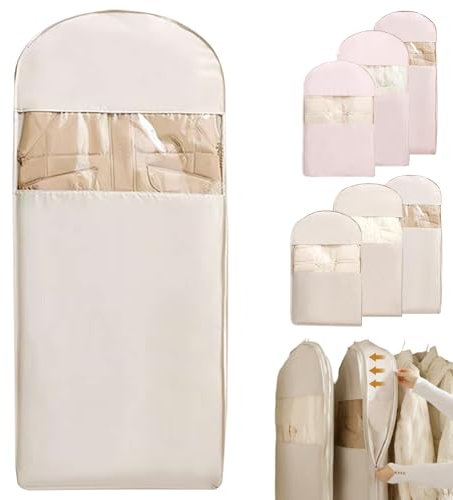 Platzsparender Kleidersack zum Aufhängen mit selbstkomprimierendem Reißverschluss, strapazierfähig, platzsparend, Schrank-Organizer, Staubschutz für Daunenmäntel, Winterjacken, ultradünne