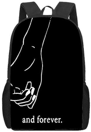 Bff Best Friends Forever Couples 3D-Druck Kinder Schultaschen Kinder Rucksack für Mädchen Jungen Schüler Büchertaschen Schule, Schwarz , One size