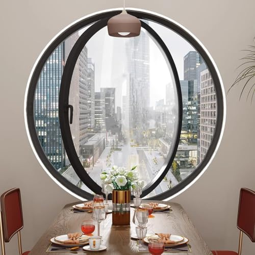TWHZSAI Ventanas Redondas de Vidrio Templado con rotación de 360°, ventilación de aleación de Aluminio, Ventana de Ojo de Buey para baño, Cocina, decoración de casa de Juegos, Color Negro, 3,60 cm/2