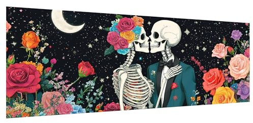 Hoobee 5D DIY Totenkopf Diamond Painting Groß, Diamond Painting Bilder Paar, Diamant Painting Groß xxl Vollbohrer Stickerei Kreuzstich Kunst Handwerk für Zuhause Wanddekoration 30x80cm-15