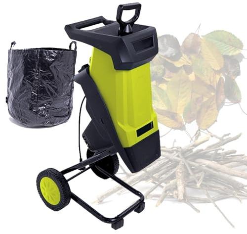 Elektrischer Laubhäcksler Zerkleinerer Mulcher 2400W Automatisch 4500RPM für Äste bis 40mm mit 50L Fangsack
