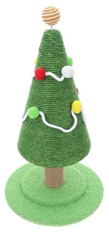 TEHAUX Weihnachtlicher Katzenspielbaum aus Natürlichem Sisal Hoher Kratzbaum für Katzen und Kätzchen Vertikales Kratzspielzeug im Tannenbaum Design Platzsparender Katzenkratzbaum für