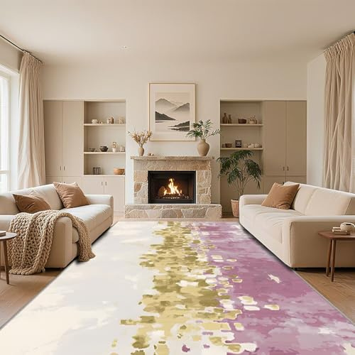 RUGMRZ Kurzflor Bettumrandung Teppich Rosa 70x140cm,Abstrakte Kunst Antirutsch für Wohnzimmer,Terassenaussen,Vorzimmer