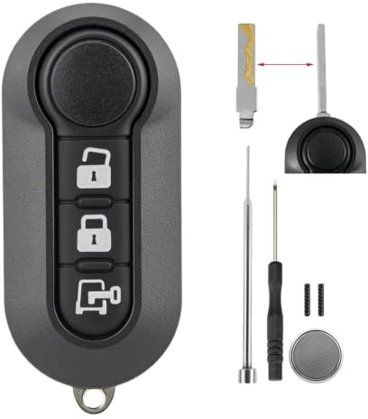 For Fiat 500 Key Case Peugeot Boxer Key Fob Cover CR2032 Pin Removal Tool | 3-Buttons Car Key Fob Shell Cover For Fiat Bravo,Ducato,Bipper,Citroen Relay/Jumper,Peugeot Boxer Van Key Fob Replacement
